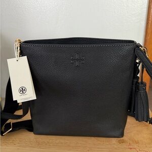 Tory Burch Black Crossbody Bag with Tassel Detail